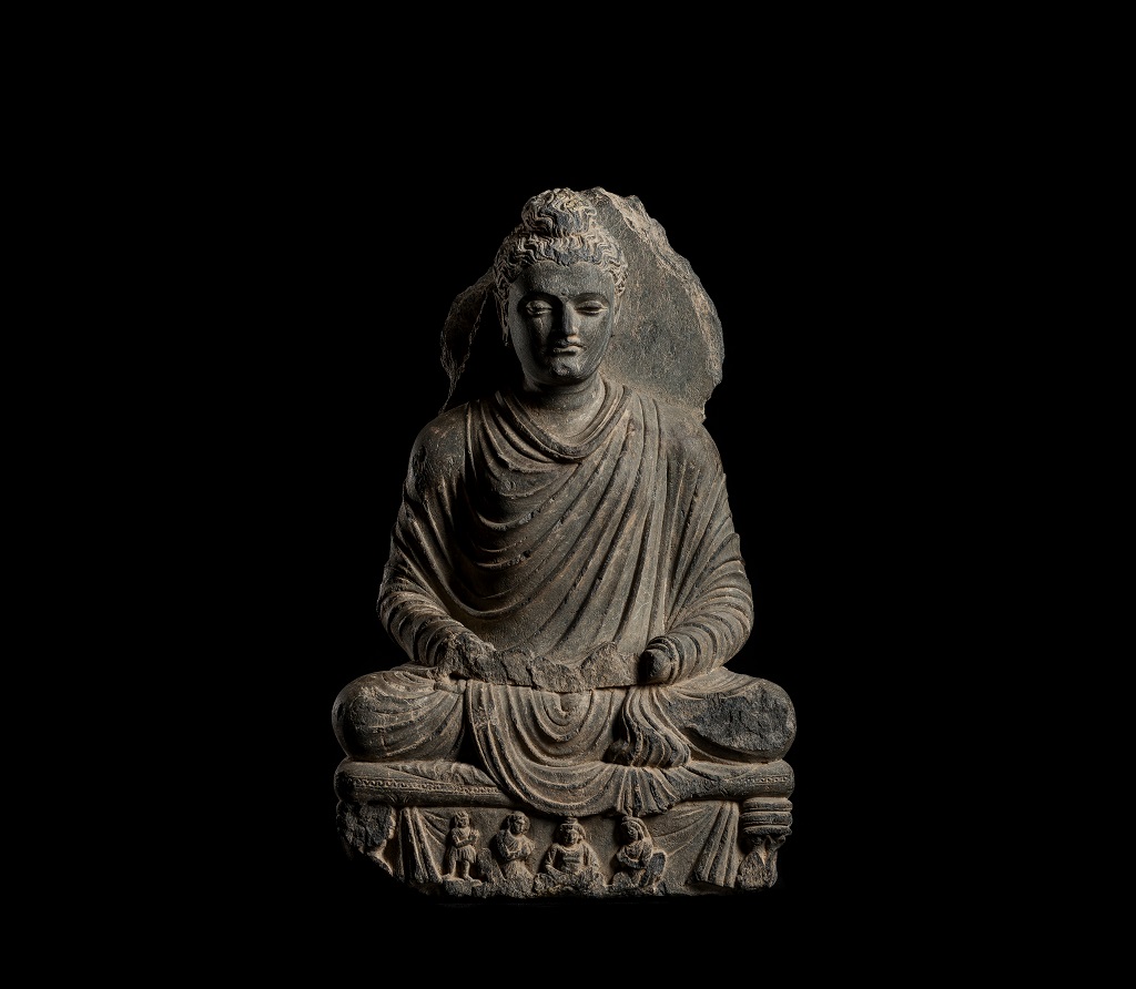Seated Grey Schist Buddha